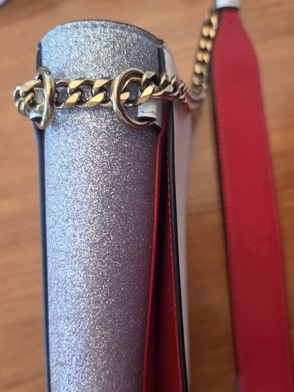 Christian Louboutin Silver Glitter Chain Shoulder Bag - Picture 12 of 13